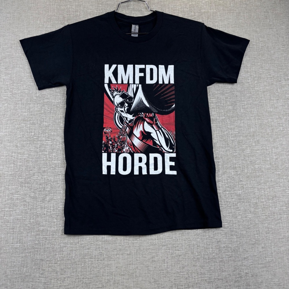 KMFDM Horde Band Graphic T-Shirt Mens Small Black Industrial Rock Gildan Tee